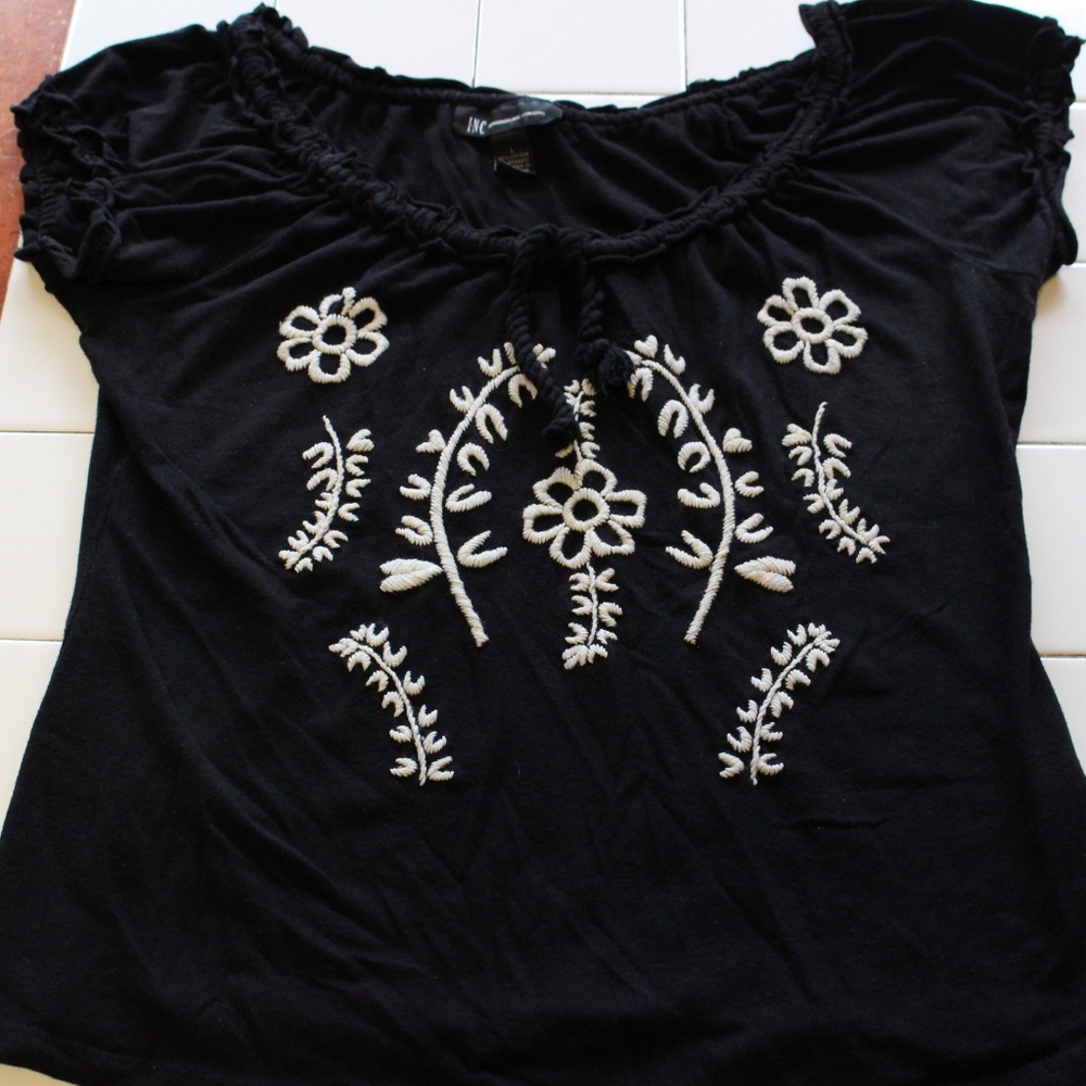 I.N.C INTERNATIONAL CONCEPTS TOP BLACK/WHITE TOP L - Picture 4 of 7